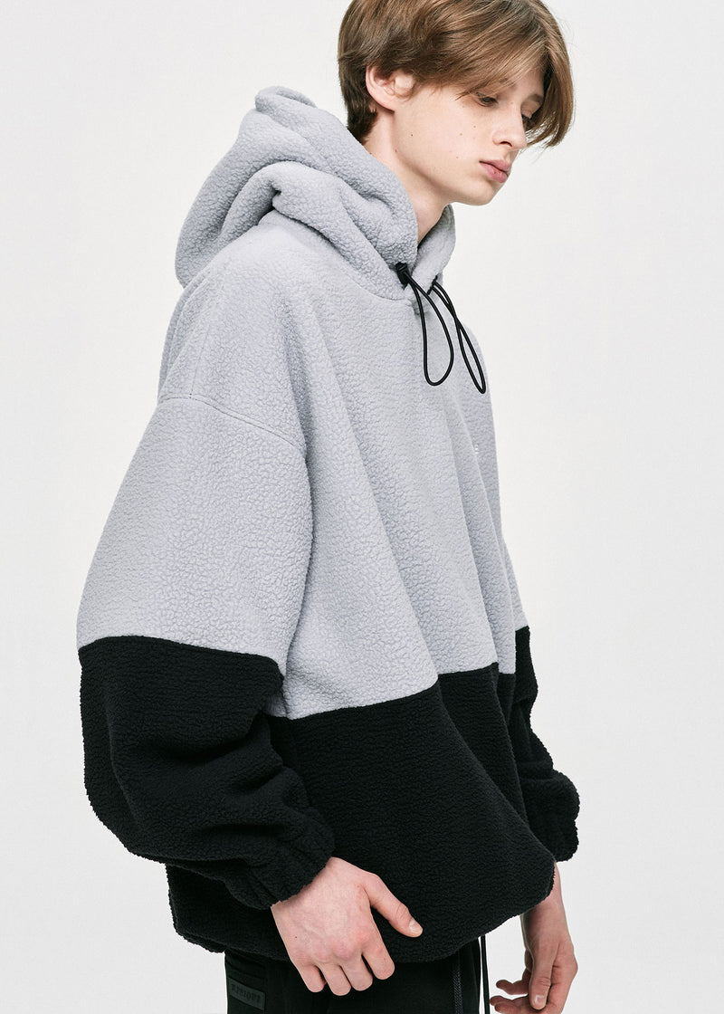 ディープリーク(DPRIQUE)  OVERSIZED FLEECE HOODIE - GREY/BLACK