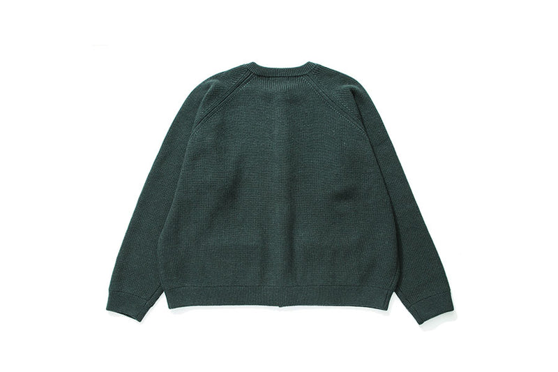 Q CUMBERS (キューカンバース)　ROUNDNECK HEAVY WOOL CARDIGAN/ Teal green