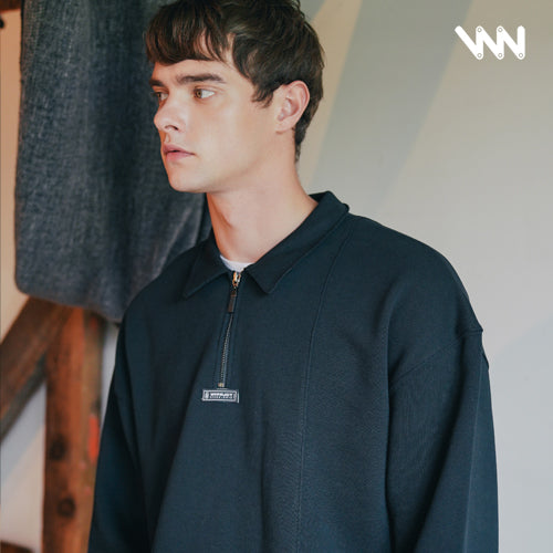 ダブルユーブイプロジェクト(WV PROJECT) COMBI HALF ZIPPER T-SHIRT BLACK JJLT7332