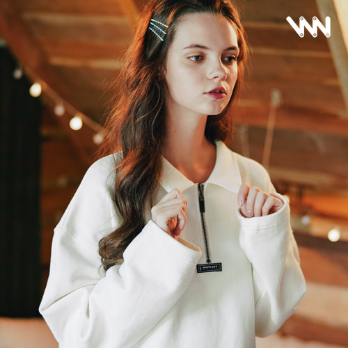 ダブルユーブイプロジェクト(WV PROJECT) COMBI HALF ZIPPER T-SHIRT CREAM JJLT7332