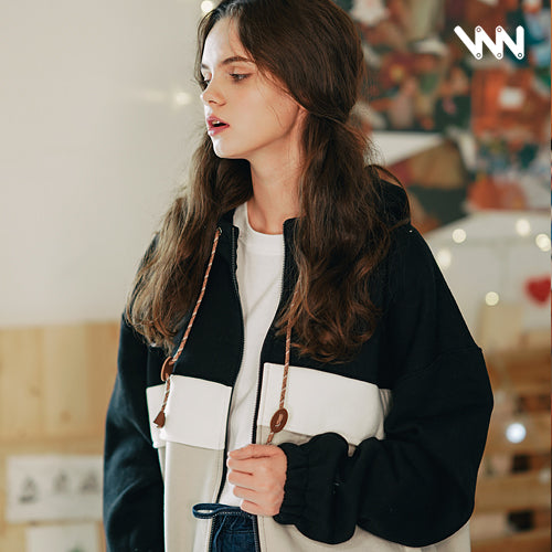 ダブルユーブイプロジェクト(WV PROJECT) MEMORY LINE HOOD ZIP-UP BLACK JJOT7304