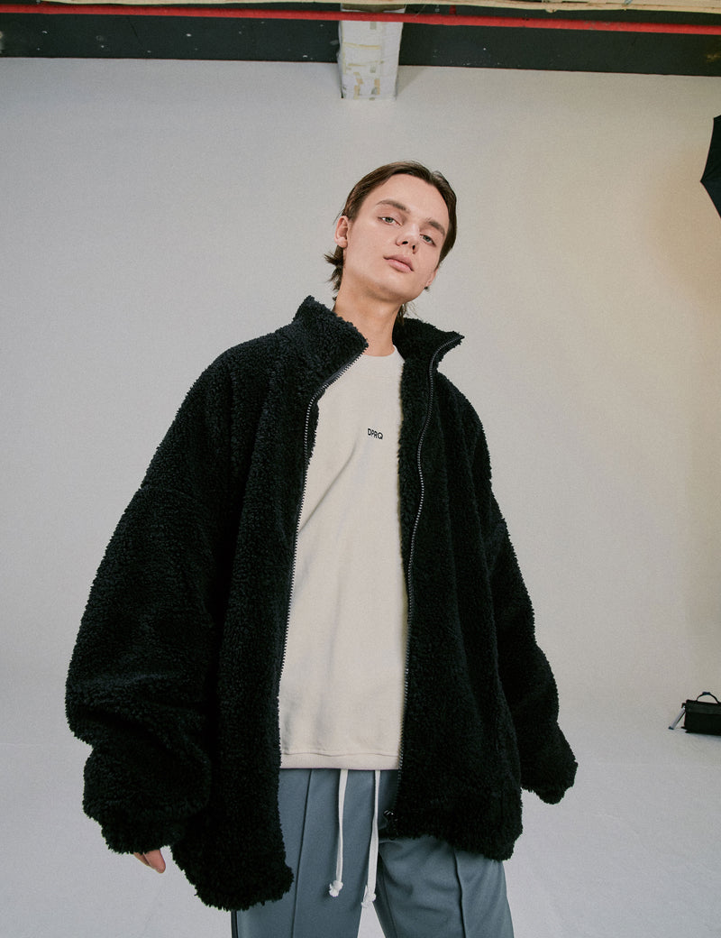 ディープリーク(DPRIQUE) OVERSIZED SHEARLING JACKET - BLACK
