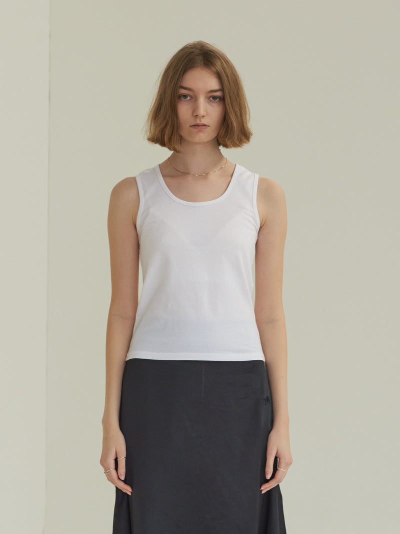 TMO BY 13MONTH（ティーエムオーバイサーティンマンス）SIZE GUIDE	 BASIC SLEEVELESS T-SHIRT (WHITE)