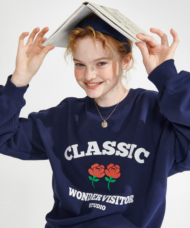 ワンダービジター(WONDER VISITOR)  Classic Logo Sweatshirt [Navy]