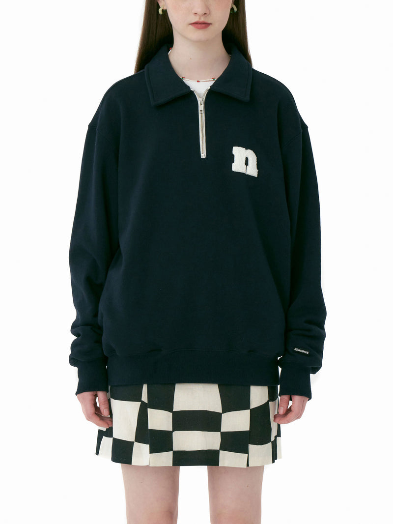 ネイキドニス(NEIKIDNIS) N LOGO COLLAR SWEAT SHIRTS / NAVY