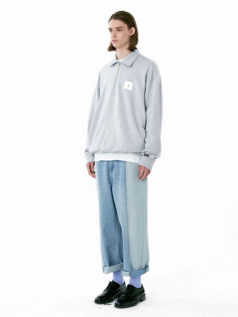 ネイキドニス(NEIKIDNIS) N LOGO COLLAR SWEAT SHIRTS / LIGHT MELANGE