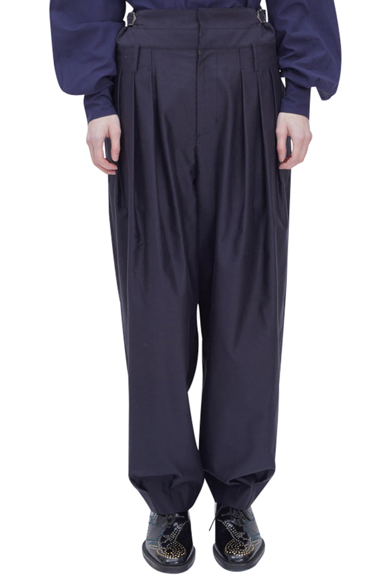 レイブレス(LABELESS) NAVY DOUBLE WAIST TAPERED PANTS