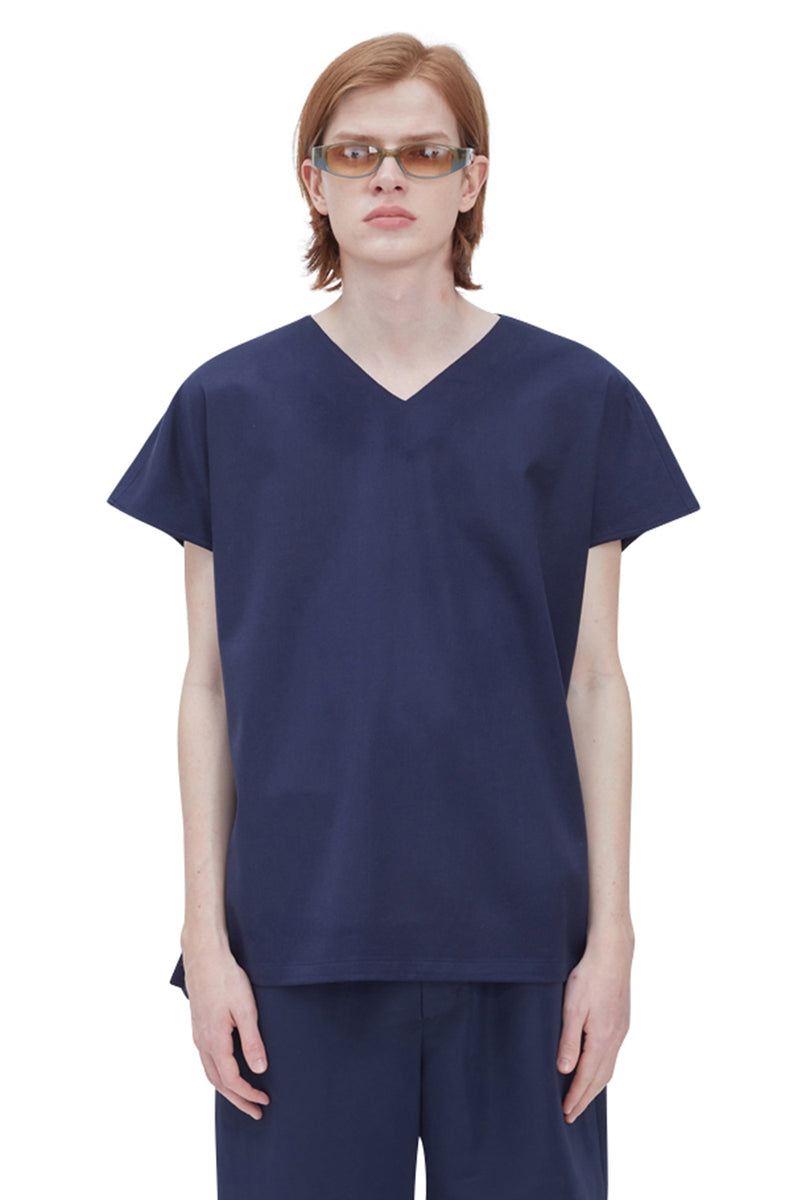 レイブレス(LABELESS) NAVY BOWL BELTED VEST