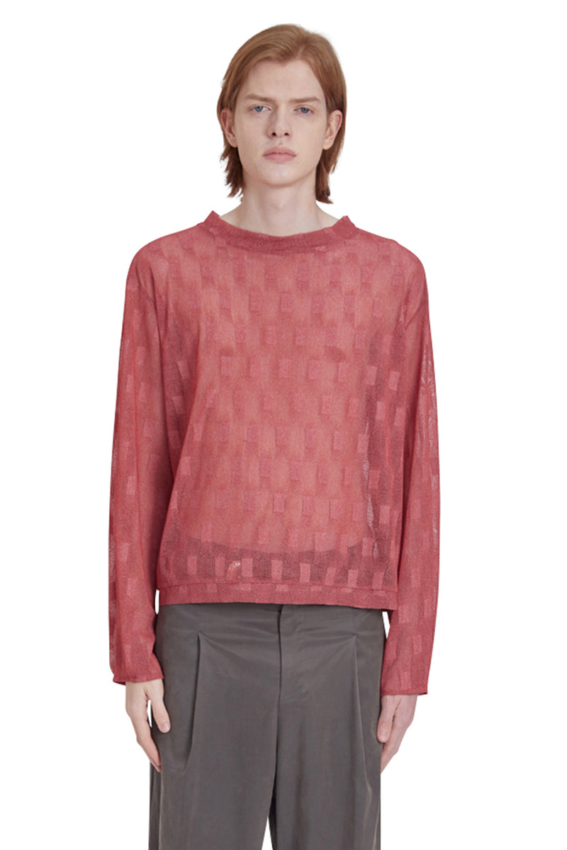 レイブレス(LABELESS) RED SEE THROUGH LONG SLEEVE