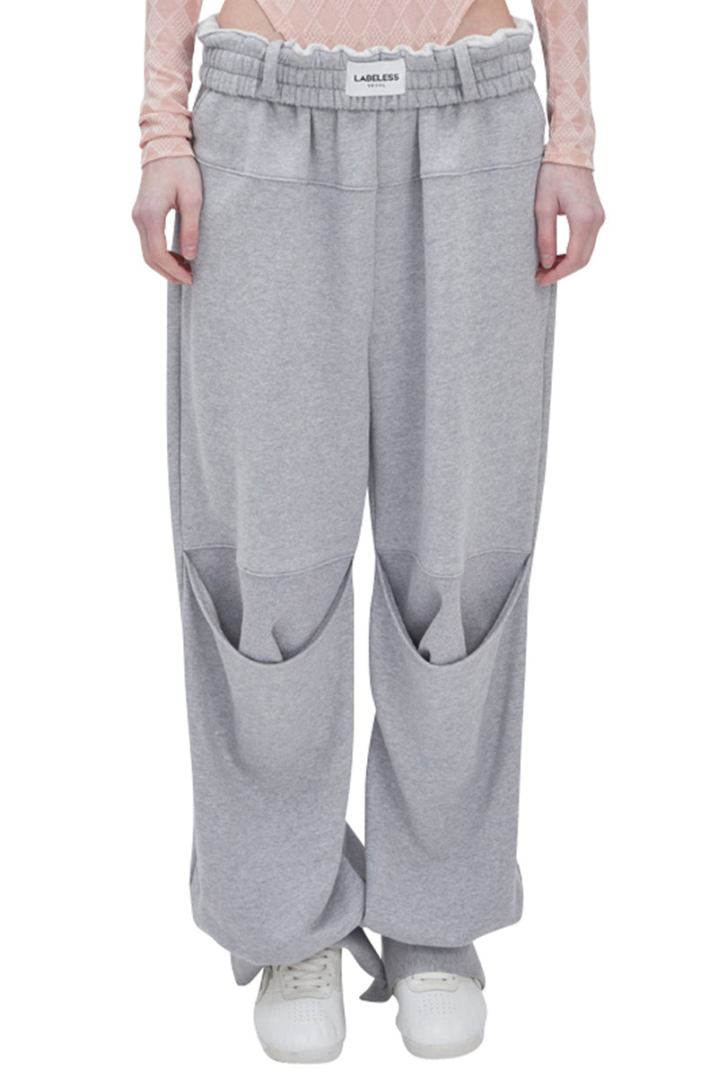 レイブレス(LABELESS) GREY KNEE DARG SWEAT PANTS