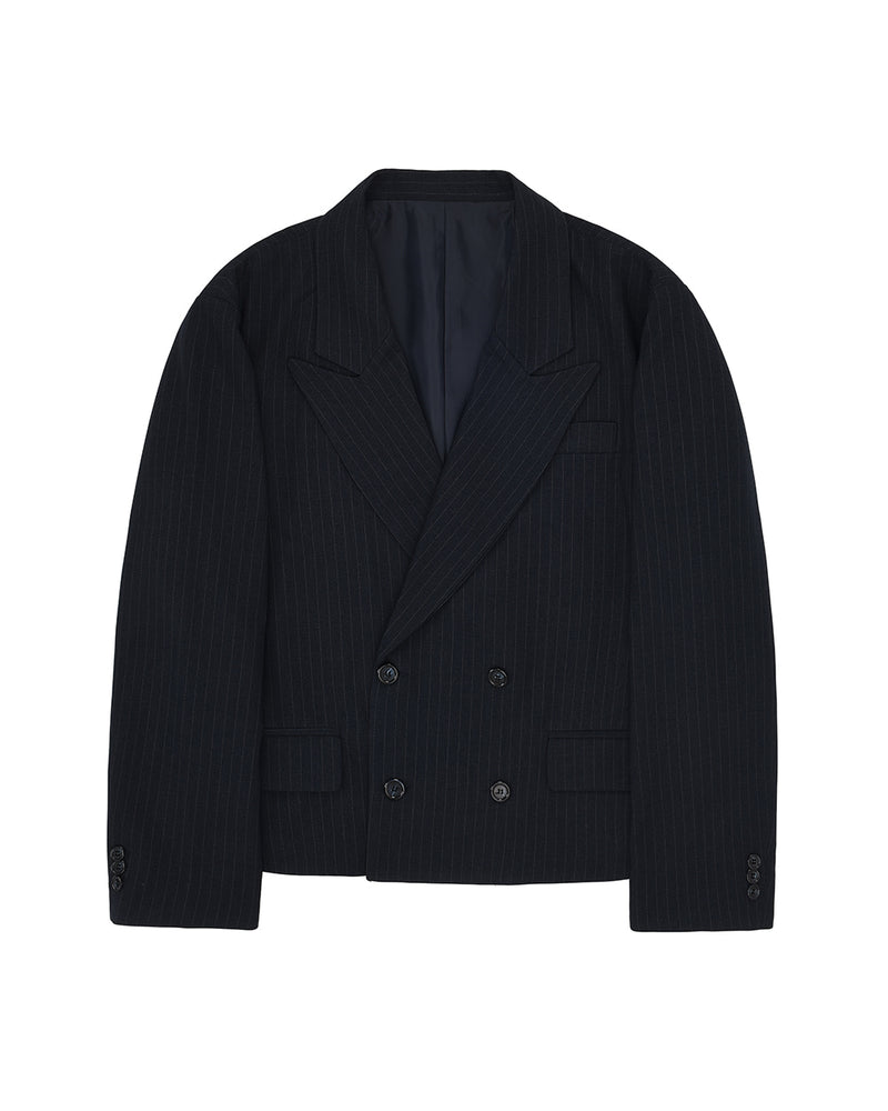 MYDEEPBLUEMEMORIES(マイディープブルーメモリーズ)     DOUBLE-BREASTED PIN STRIPE BLAZER