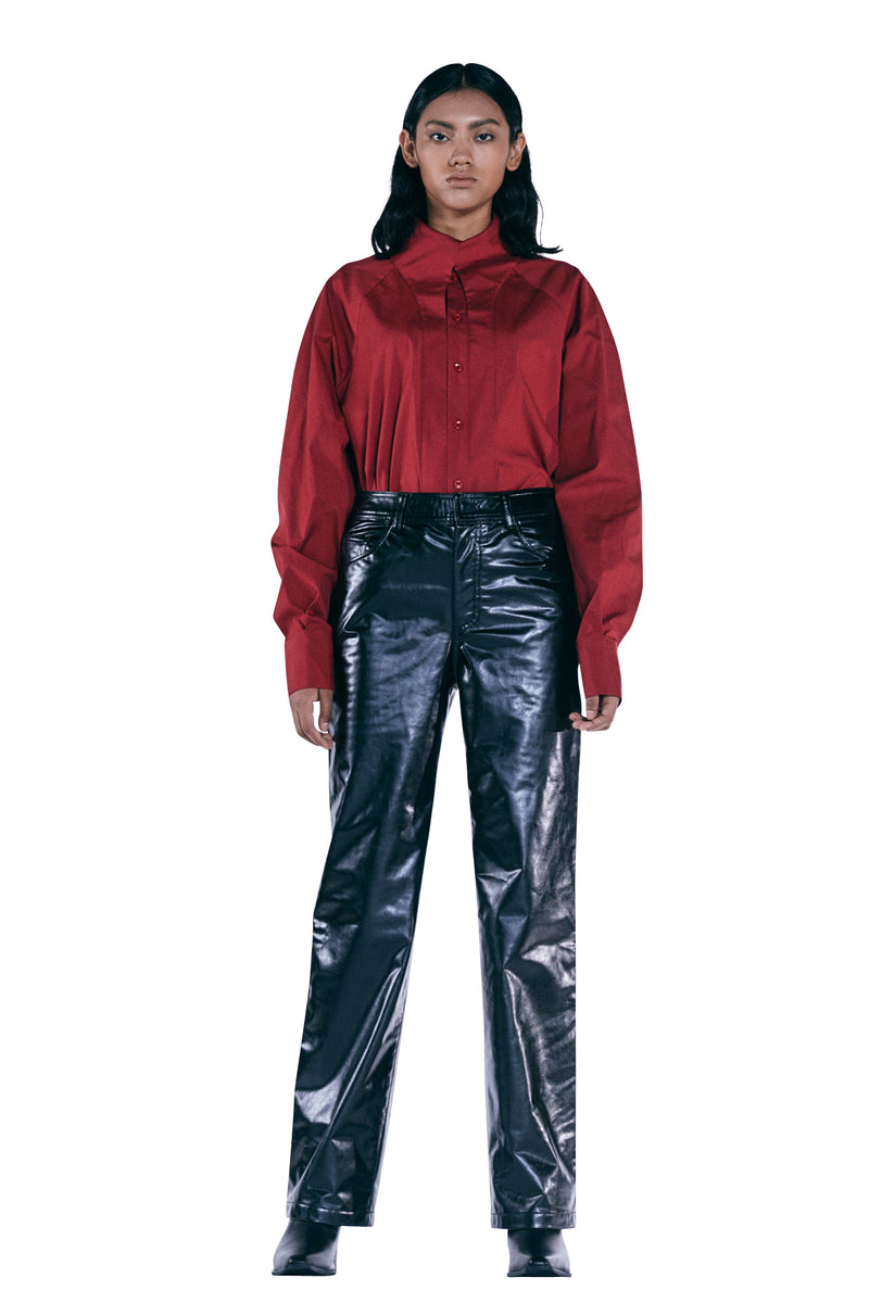 レイブレス(LABELESS) GLOSSY FAUX LEATHER PANTS