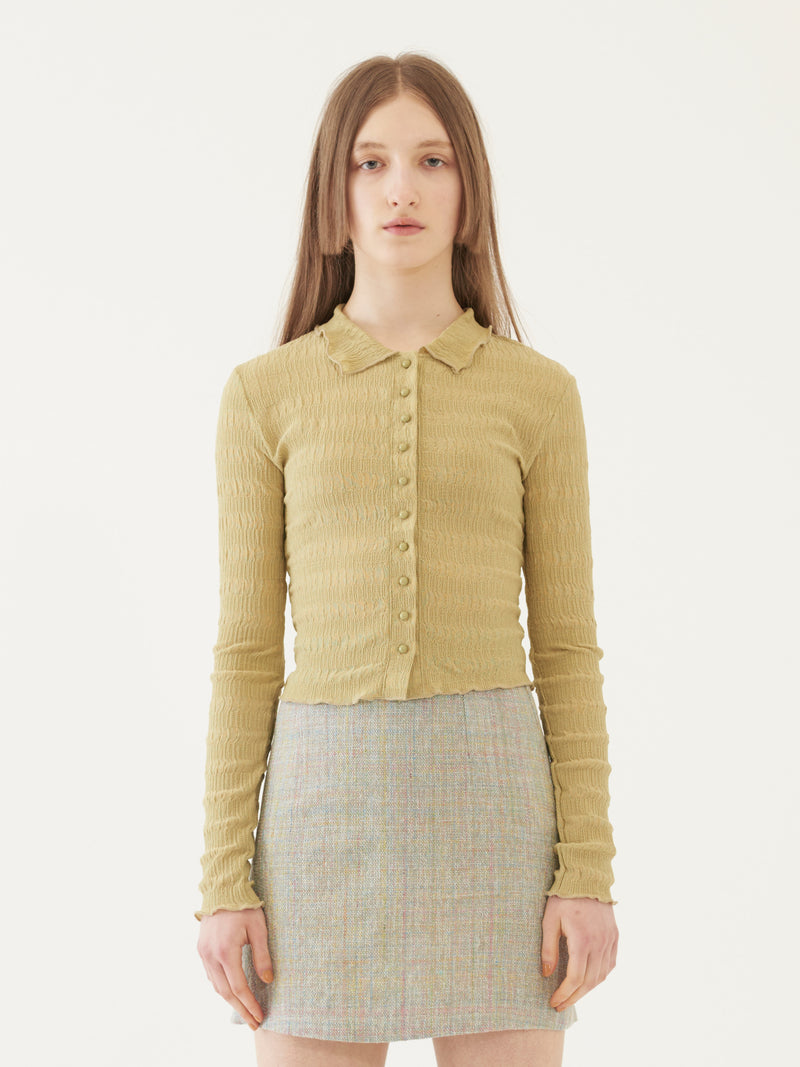 TMO BY 13MONTH（ティーエムオーバイサーティンマンス）CROPPED SLIM CARDIGAN (GREEN)