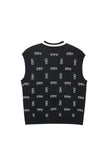 オーワイ(OY) MONOGRAM LOGO V NECK KNIT VEST-BLACK