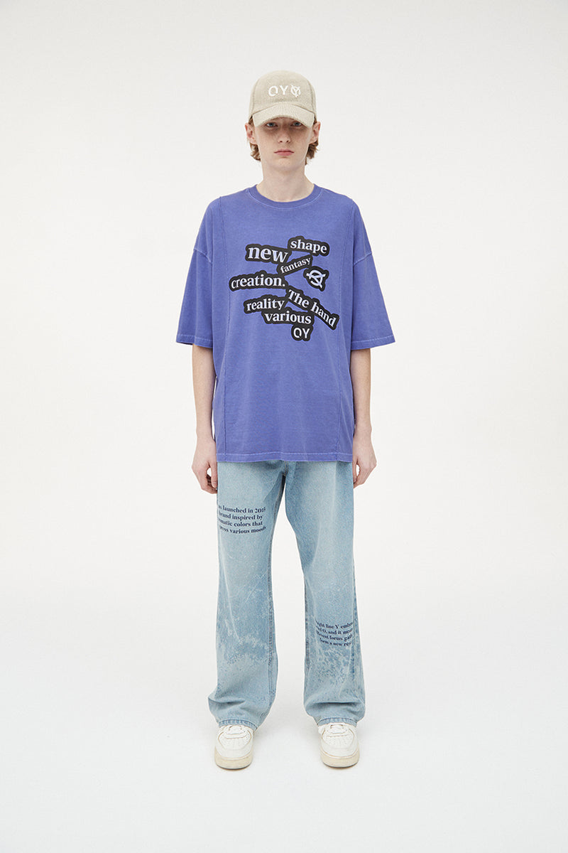 オーワイ(OY)  PIGMENT PINTUCK LOGO T-PURPLE