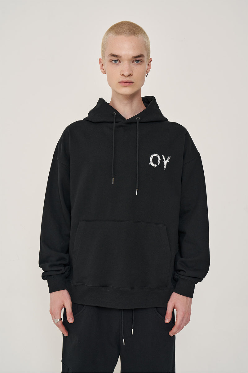 オーワイ(OY) MELTING LOGO HOODIE-BLACK