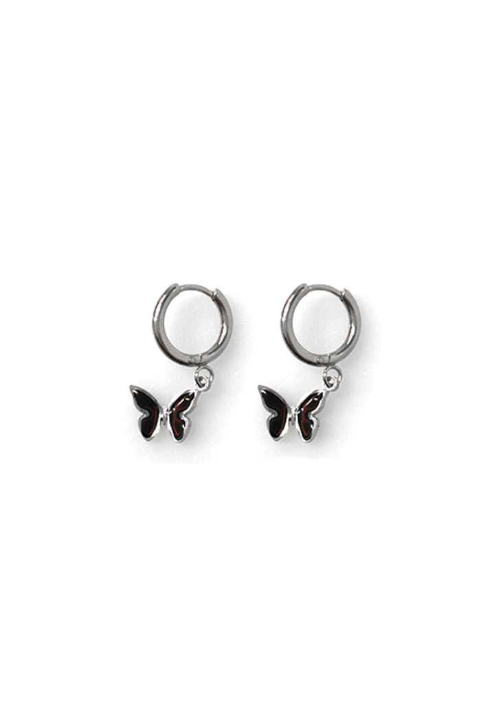 BLACKPURPLE (ブラックパープル)  BLACK PEANRL COLOR CHANGE BUTTERFLY RING EARRING
