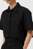 イーエスシースタジオ(ESC STUDIO) lace crop shirt (black)