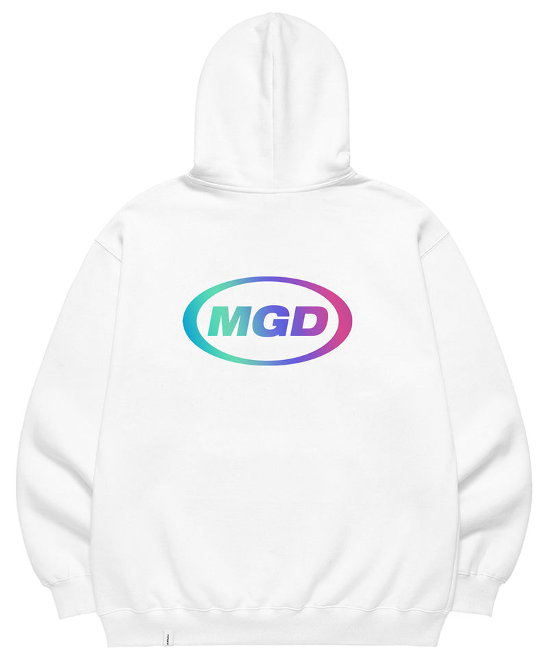 mahagrid (マハグリッド)  RAINBOW REFLECTIVE OVAL LOGO HOODIE [WHITE]