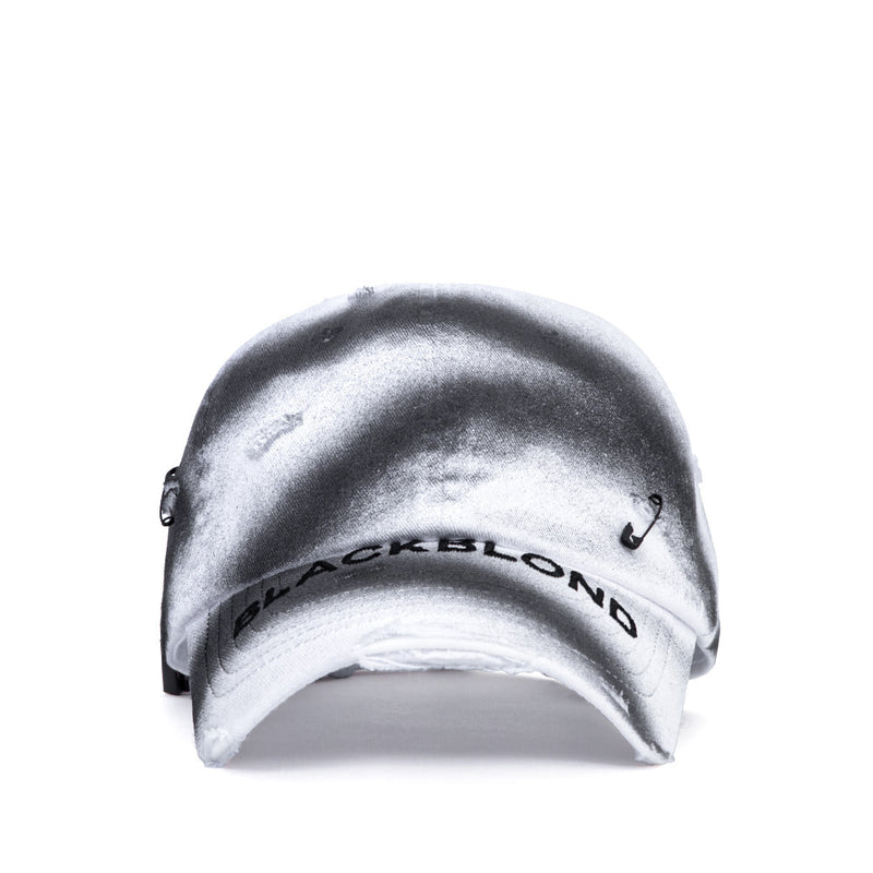 ブラックブロンド(BLACKBLOND) BBD Ripped Sprayed Custom Covered Logo Cap (White)