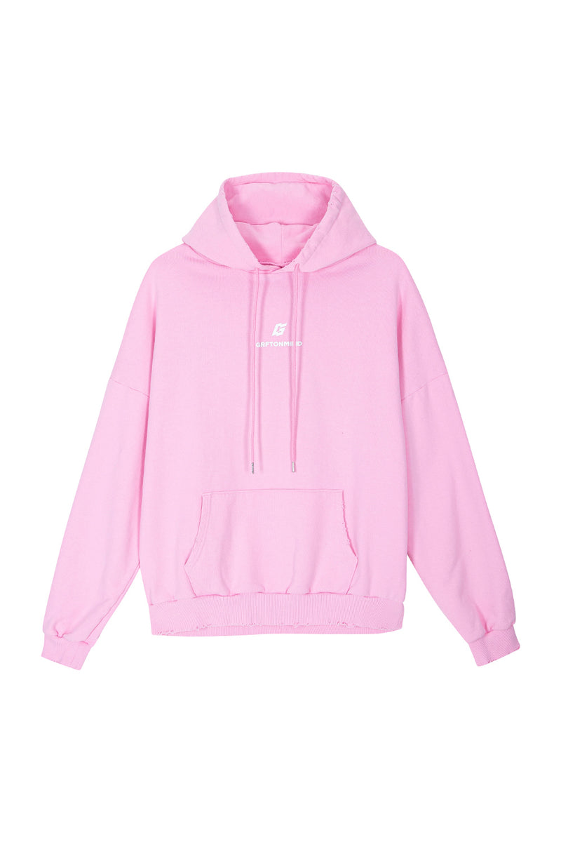 GRAFFITIONMIND(グラフィティオンマインド)          ESSENTIAL G LOGO DESTROYED HOODIE (PINK)