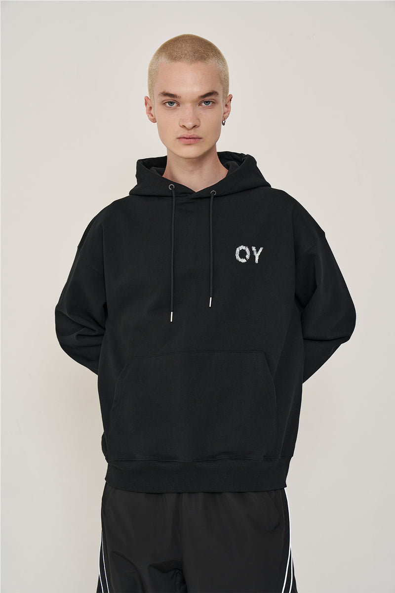 オーワイ(OY) SKETCH LOGO HOODIE-BLACK