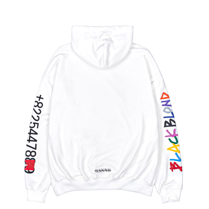 ブラックブロンド(BLACKBLOND) BBD Rainbow Graffiti Logo Number Hoodie (White)