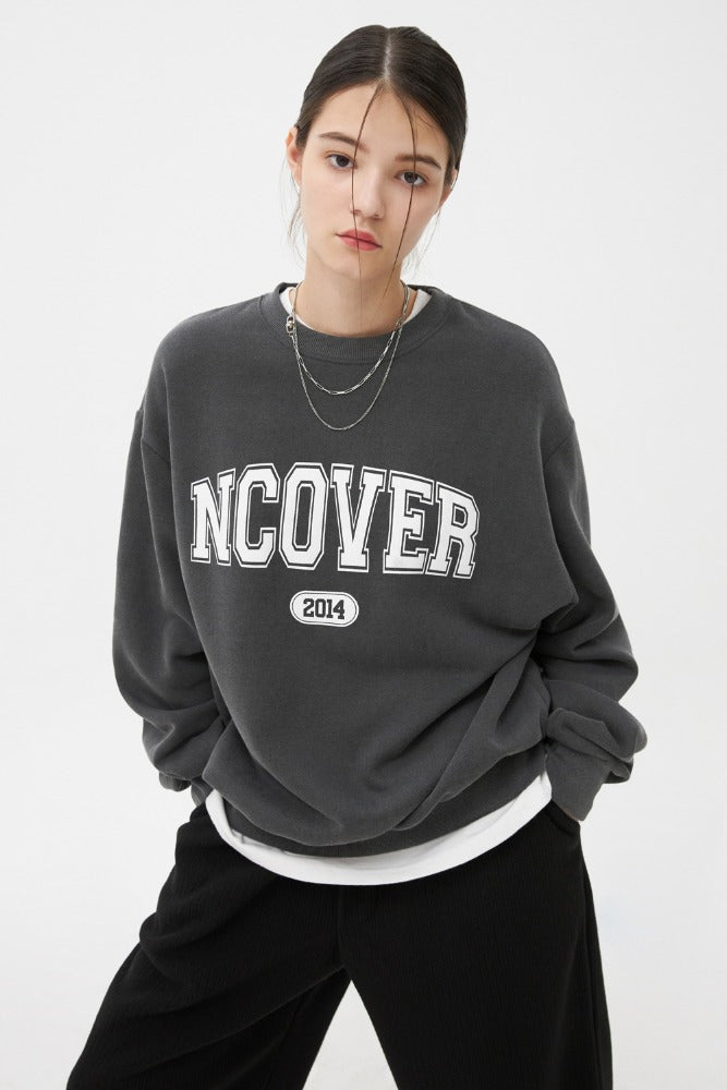 NCOVER（エンカバー）PIGMENT CRACK LOGO SWEATSHIRT-BLACK