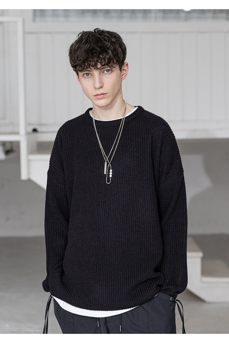 メスノウン(MASSNOUN) CROSS ADD LAMSWOOL OVERSIZED KNIT MSZNT001-BK