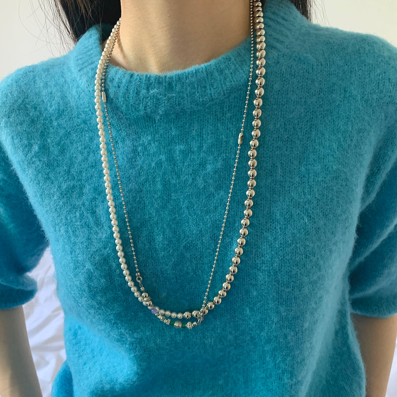 Nff(エヌエフエフ) 	 swarovski pearl 2way necklace