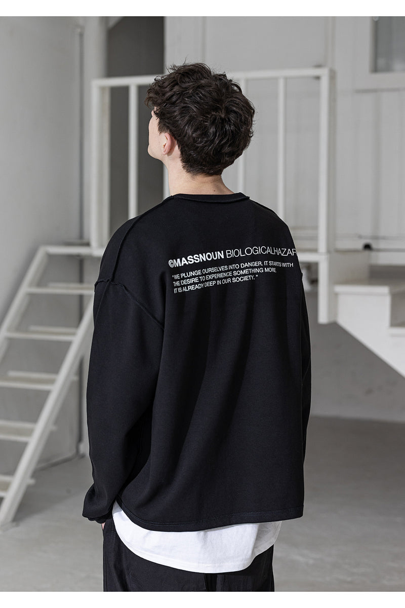 メスノウン(MASSNOUN) CAMPAIGN RAW EDGE OVERSIZED LONG SLEEVE MSZLS001-BK