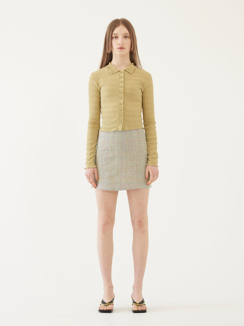 TMO BY 13MONTH（ティーエムオーバイサーティンマンス）CROPPED SLIM CARDIGAN (GREEN)