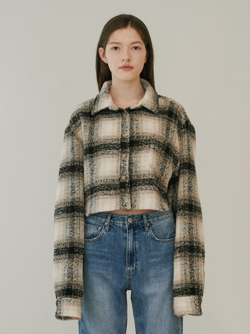 TMO BY 13MONTH（ティーエムオーバイサーティンマンス）CROPPED CHECK JACKET (BEIGE)