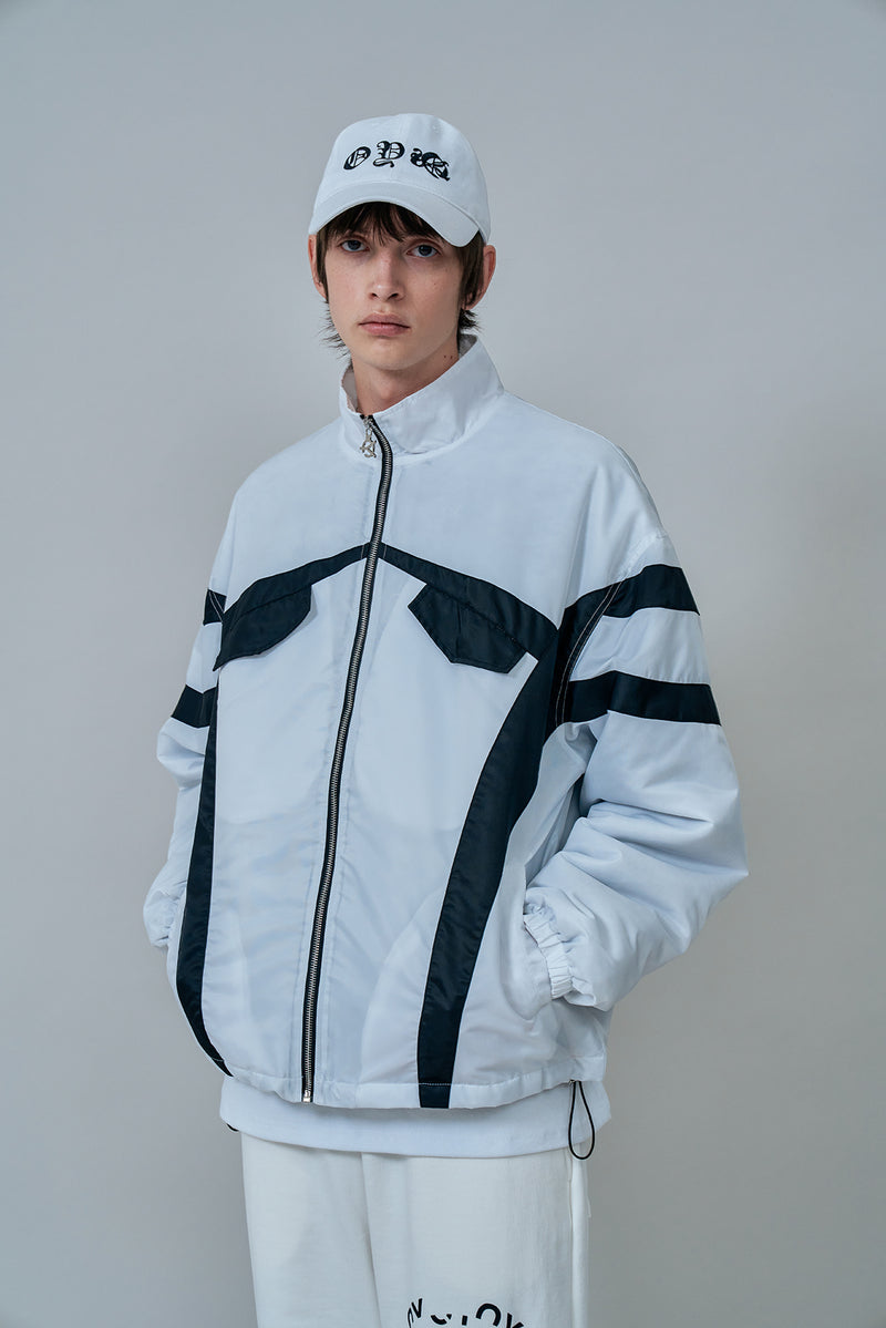 オーワイ(OY) CURVE BLOCK TRACK JACKET-WHITE