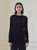 TMO BY 13MONTH（ティーエムオーバイサーティンマンス）MESH SIDE SLIT KNIT TOP (BLACK)