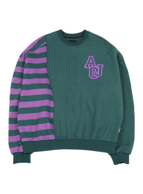 アジョバイアジョ(AJOBYAJO)   Twofold Stripe Sweatshirt [Green]