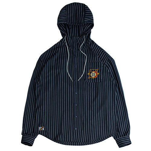 ロマンティッククラウン(ROMANTIC CROWN) Striped Hood Shirt_Navy