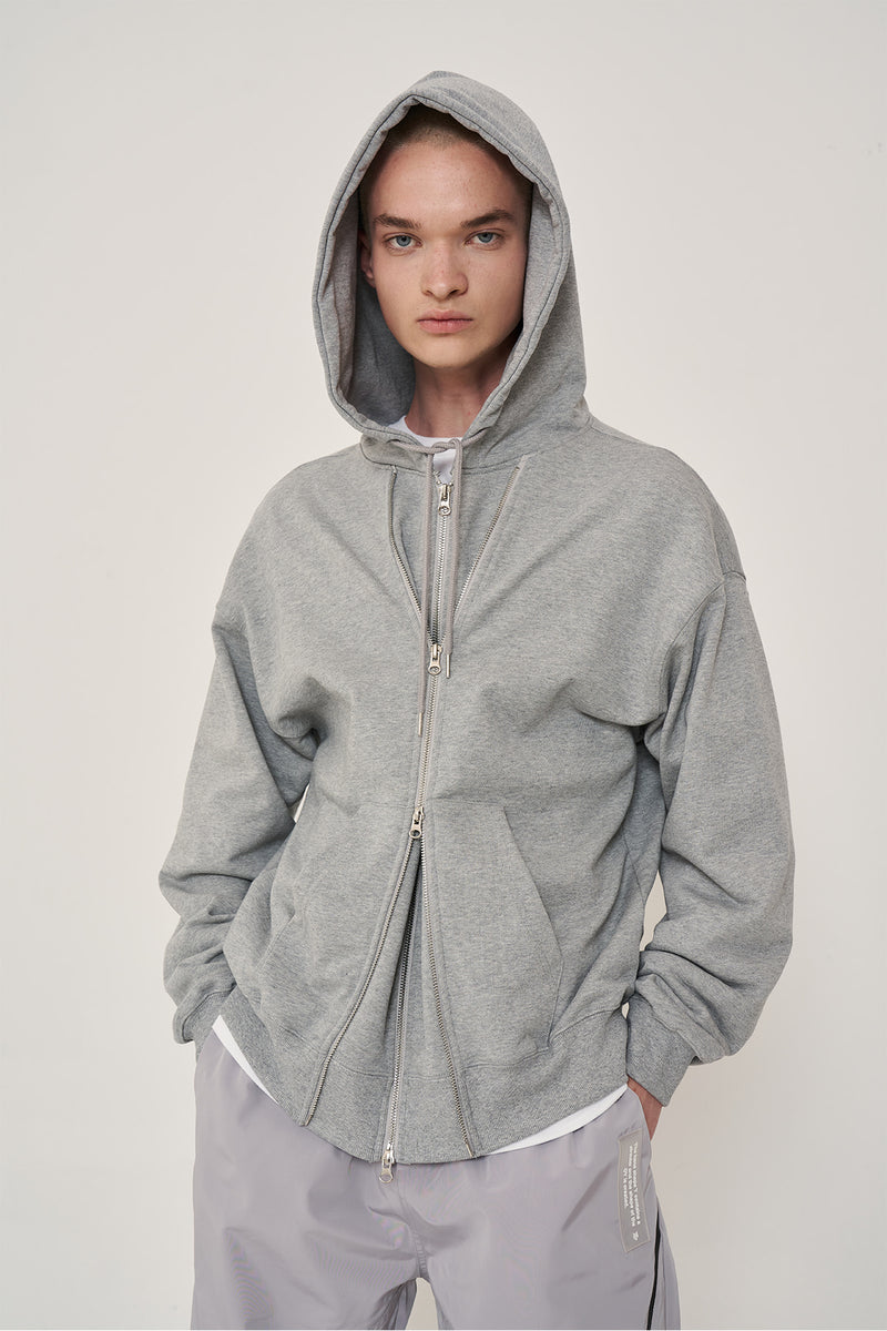 オーワイ(OY) BULLET LOGO DOUBLE HOODIE ZIP-GREY