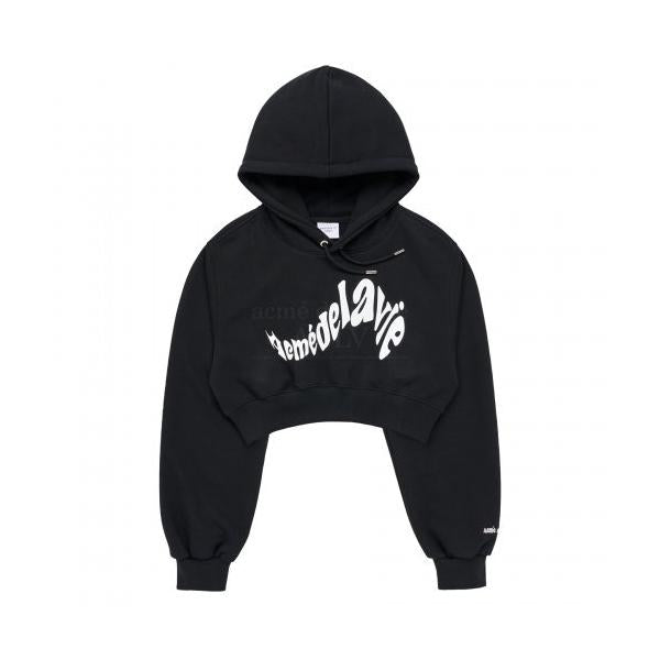 アクメドラビ(acme' de la vi)  WAVY LOGO CROP HOODIE BLACK