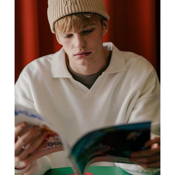 ダブルユーブイプロジェクト(WV PROJECT)   Bigcircle Open Collar Sweatshirt Cream JJMT7631