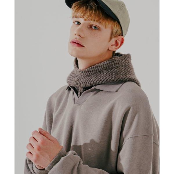 ダブルユーブイプロジェクト(WV PROJECT)   Bigcircle Open Collar Sweatshirt Cocoa JJMT7631