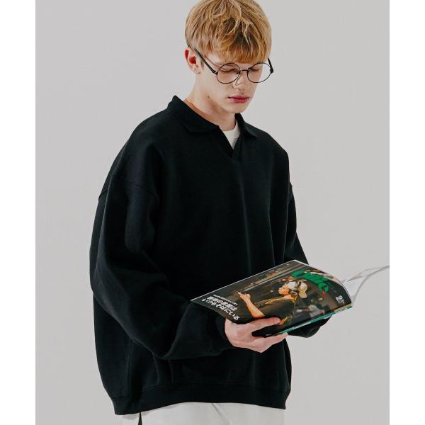 ダブルユーブイプロジェクト(WV PROJECT)   Bigcircle Open Collar Sweatshirt Black JJMT7631