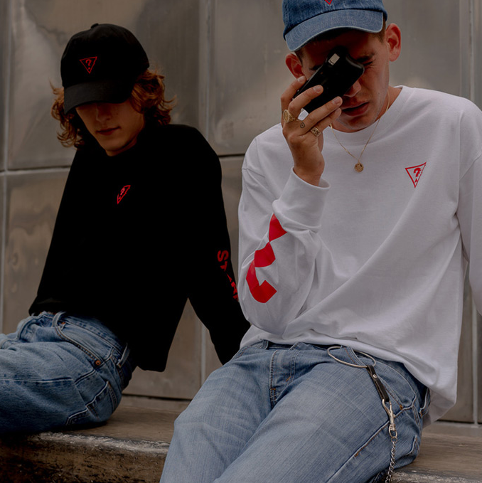 ステレオバイナルズ(Stereo Vinyls) [18FW STEREO X GUESS] Long sleeve TS(White)