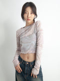 KNOY (ノイ) pastel gradient glitter T-shirt