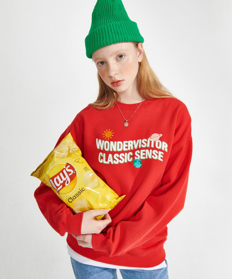 ワンダービジター(WONDER VISITOR)  Stella sweat-shirts [Red]