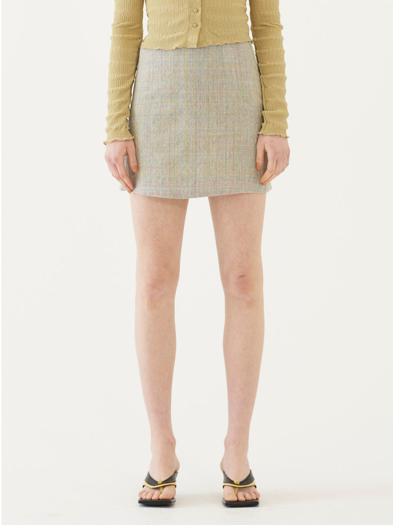 TMO BY 13MONTH（ティーエムオーバイサーティンマンス）TWEED A-LINE MINI SKIRT (MINT)