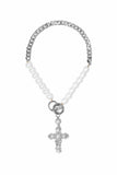 BLACKPURPLE (ブラックパープル) Harprivo Pearl Cross Pendant Necklace