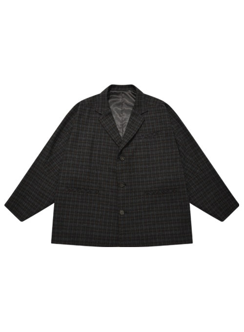 アジョバイアジョ(AJOBYAJO) Check Batwing Oversized Blazer [Black Check]