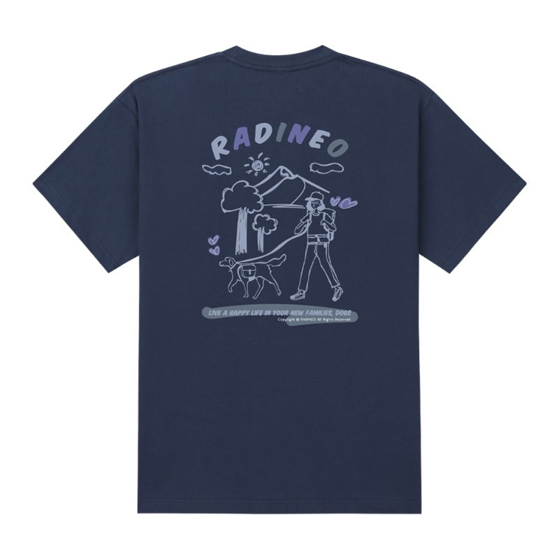 RADINEO (ラディネオ)　Family dog navy short-sleeved T-shirt