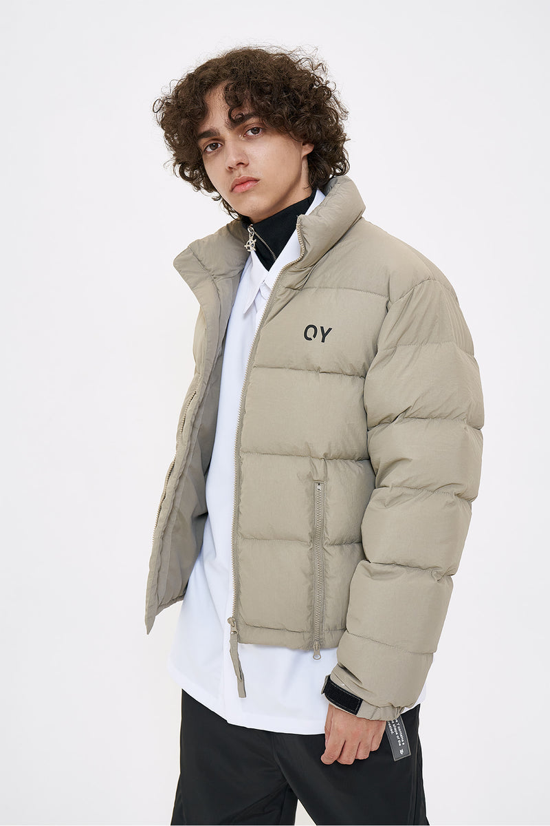 オーワイ(OY) SIDE ZIPPER LOGO DOWN JUMPER-GREY